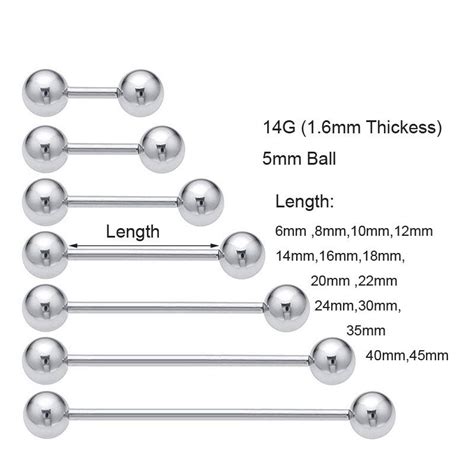 tongue stud sizes